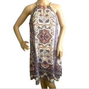 𝐋𝐔𝐗𝐎𝐋𝐎𝐆𝐘 | PAISLEY HIGH NECK KEYHOLE FLORAL SPAGHETTI STRAP SUMMER DRESS